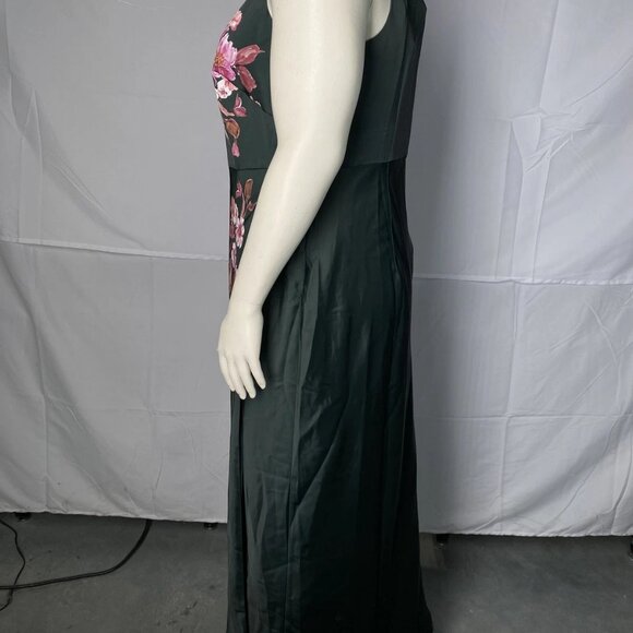 BHLDN Women’s Dylan One-Shoulder Stretch Satin Maxi Dress Emerald Green Size 20W - Picture 10 of 12